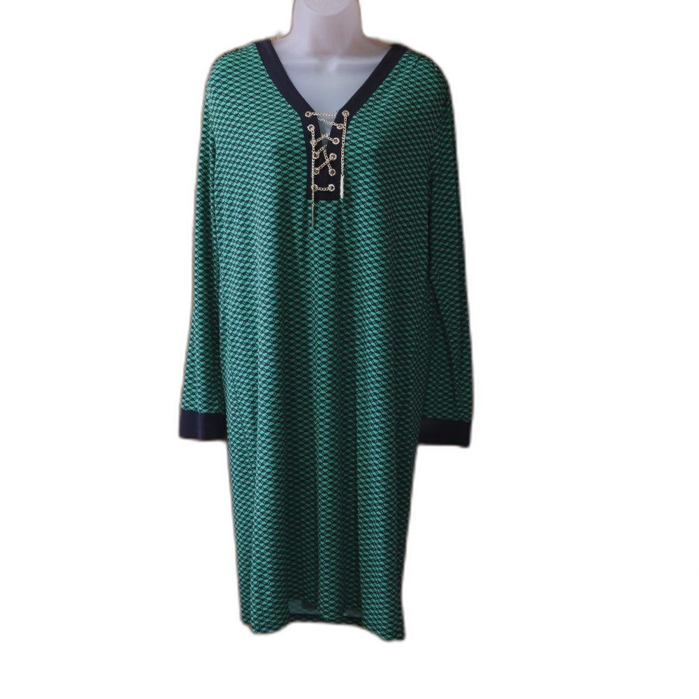 Michael Michael Kors Green Geometric Y2K Gold Chain Corset Midi Party Dress 12